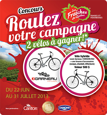 Saison cueillette fraises Québec été 2013 - concours vélo hybride