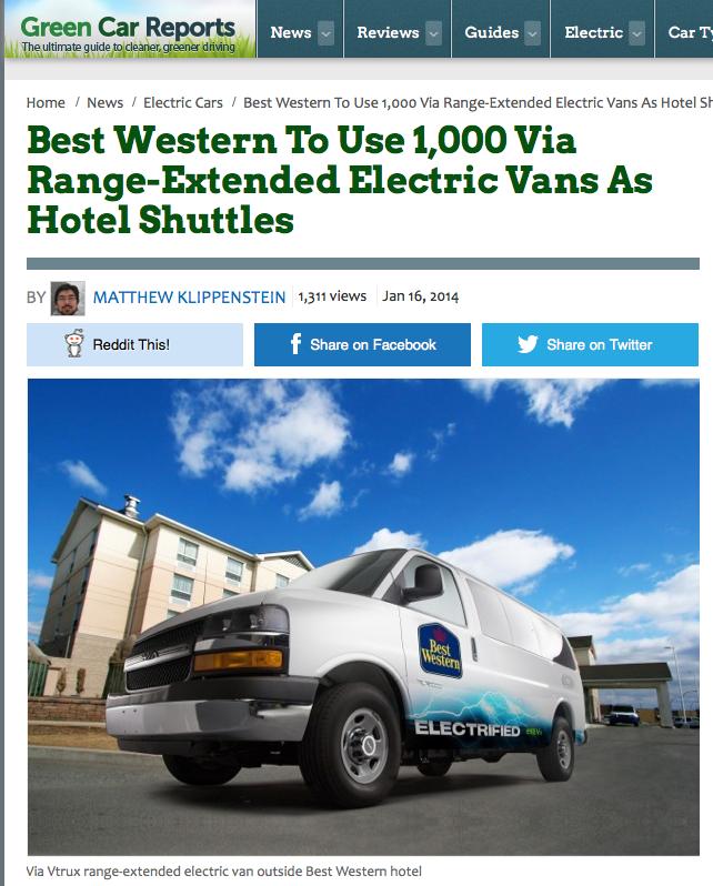 Best Western - Camionnettes et fourgonnettes électriques VTRUX de VIA Motors