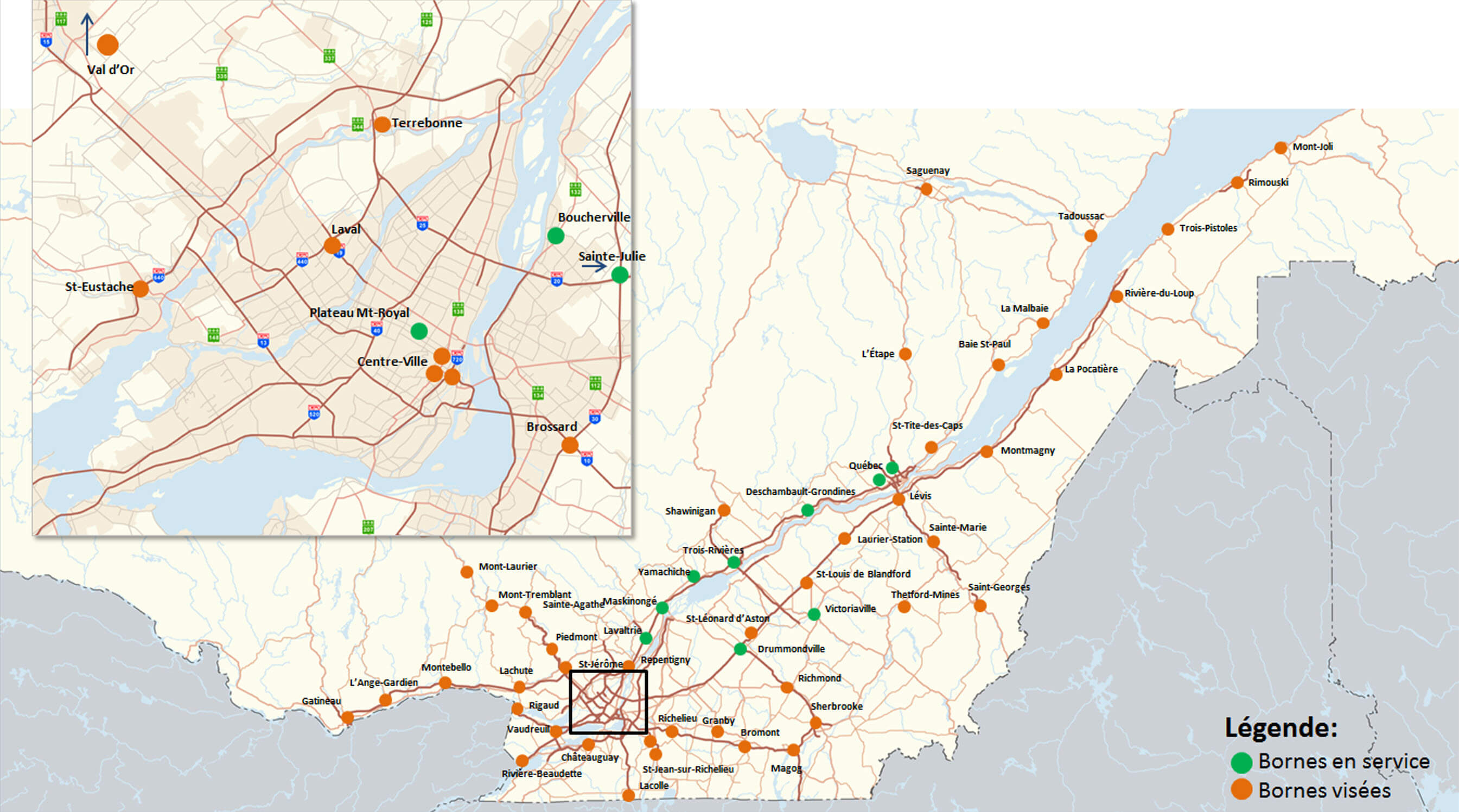 Carte borne de recharge rapide BRCC Québec